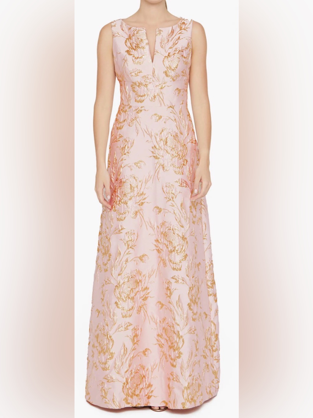 New Kay Unger Guilietta Jacquard Sleeveless Blush Pink Gown Sz 12